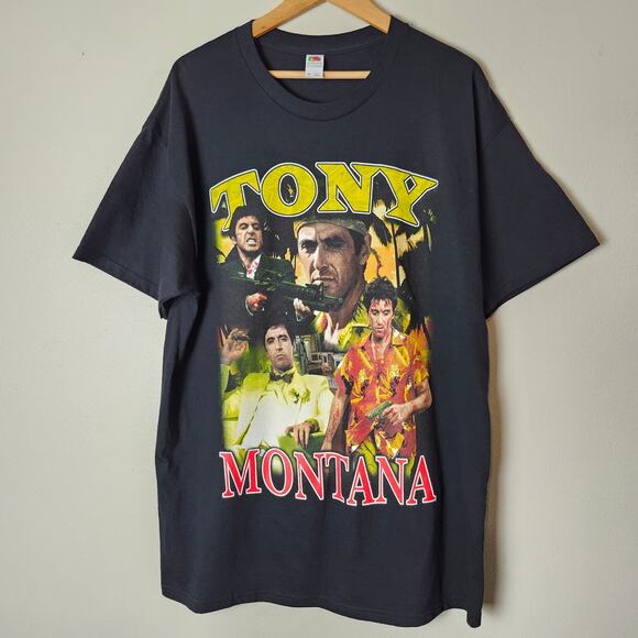 Tony Montana Men's Short Sleeve T-Shirt Black Scarface Al Pacino Size X-Large - Picture 1 of 8